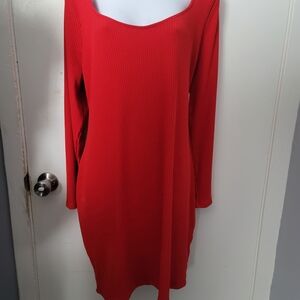 Bar III Vibrant Red Long Sleeve Dress